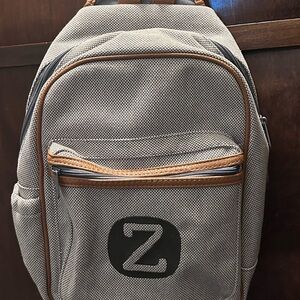 Gray and Brown Men's Z embroidery unisex sling Backpack
